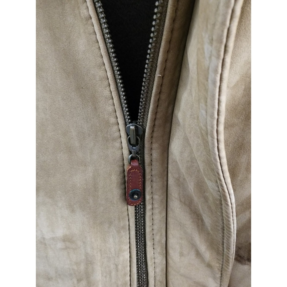 Timberland Leather Gear Jacket XL Tan Genuine Cowhide Quilted Field Coat - Picture 4 of 16